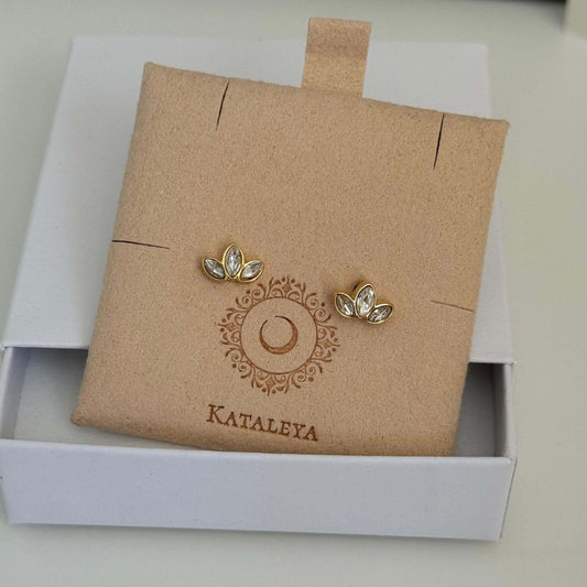 Gold CZ Stud Earrings Lily - Kataleya
