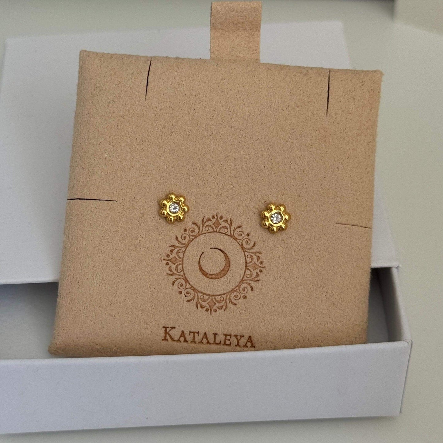 Gold CZ Stud Earrings - Kataleya