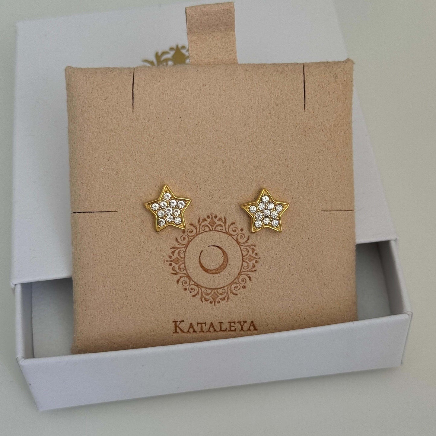 Gold CZ Stud Earrings Star - Kataleya