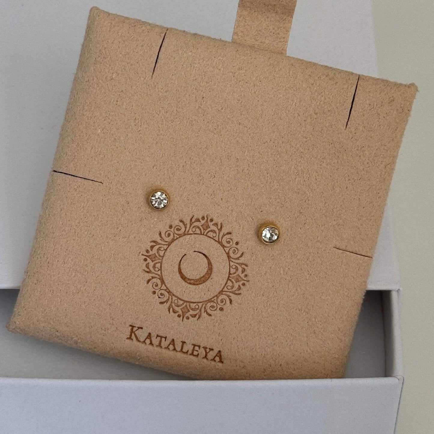 Gold CZ Stud Earrings - Kataleya