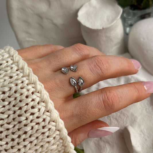 Mirage 4 Zircon Open Silver Ring - Kataleya