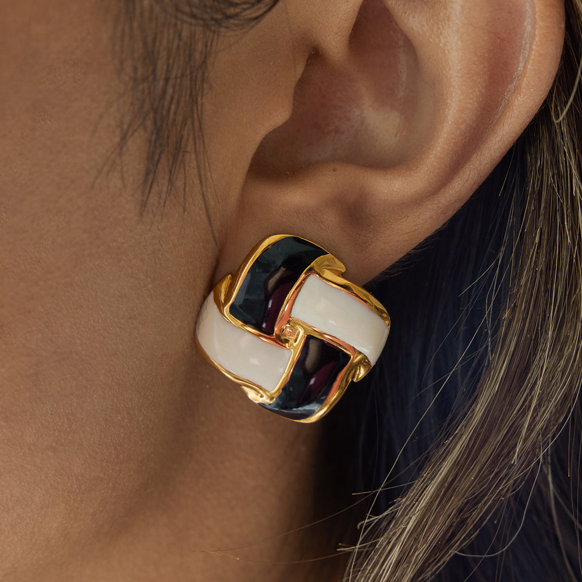 Noir Chic Enamel Earrings | Waterproof & Tarnish Free