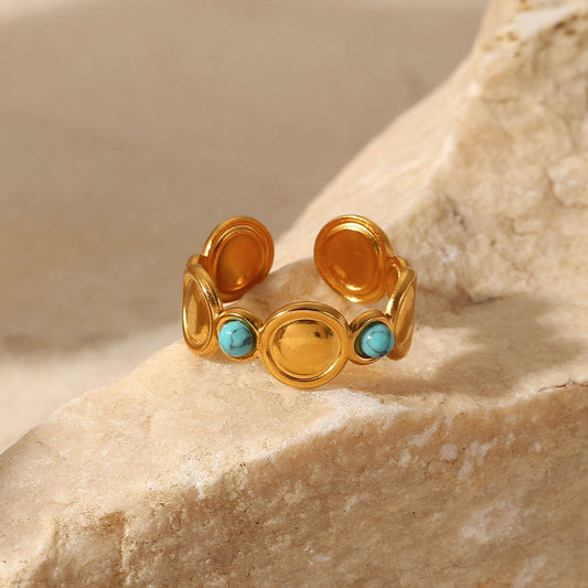 Nera Ring | Gold Turquoise Adjustable Ring