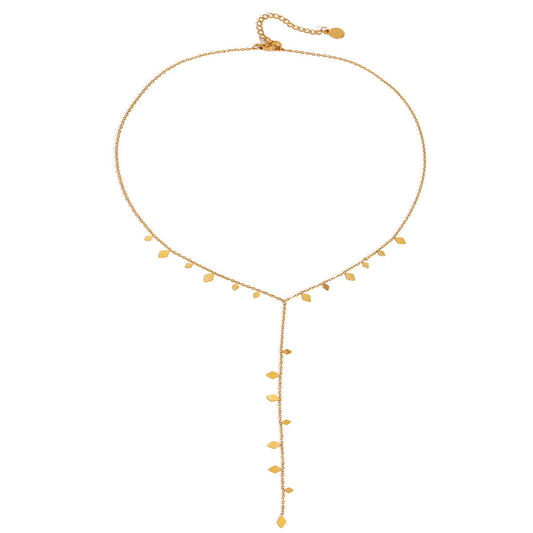 Rhombus Y Necklace, waterproof jewelry with delicate rhombus-shaped charms and Y-drop silhouette.