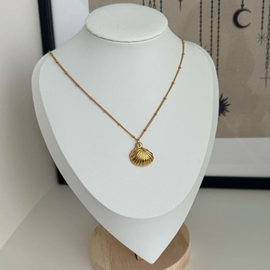 Gold Seashell Pendant Necklace by Kataleya