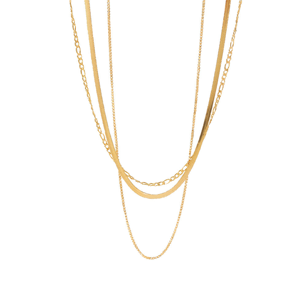 Goddess Layers Necklace – Triple Gold Chain