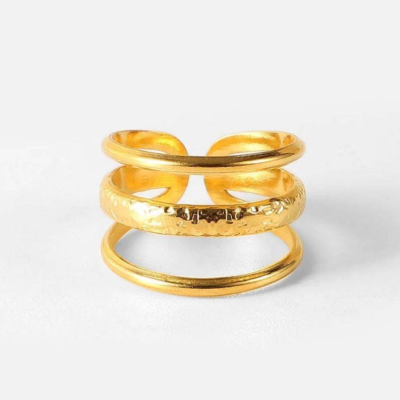 Triple Ring Gold Open Ring - Kataleya