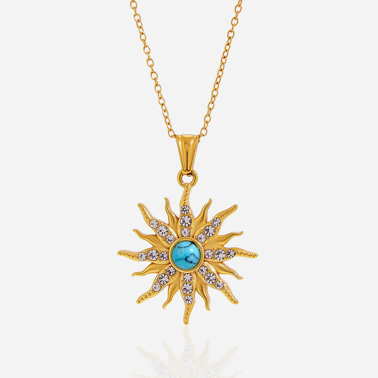 Nera Sun Necklace | Turquoise Sun Pendant Necklace