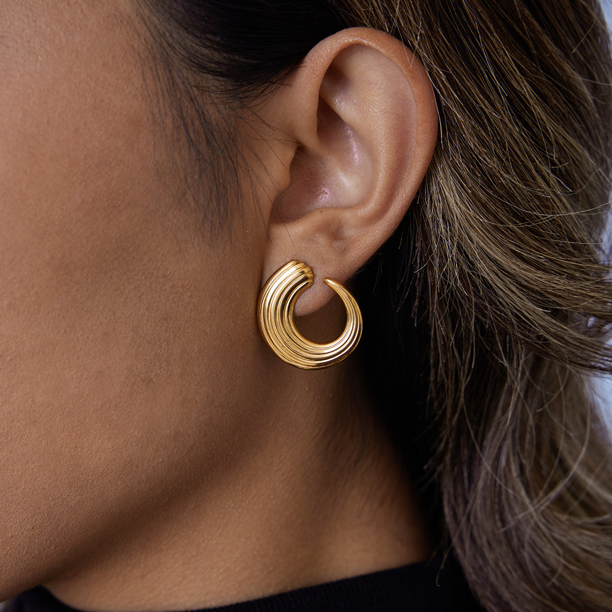 Wave Texture Hoops | Waterproof & Tarnish Free