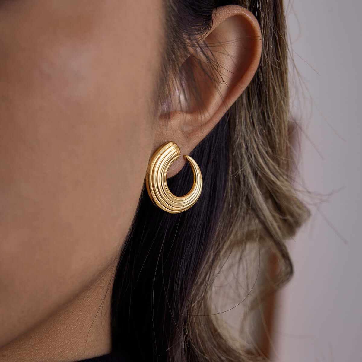 Wave Texture Hoops | Waterproof Jewelry