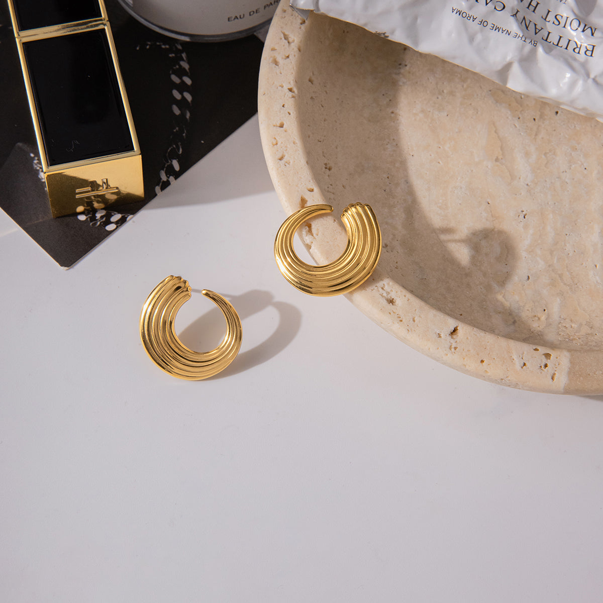 Wave Texture Hoops | Waterproof & Tarnish Free