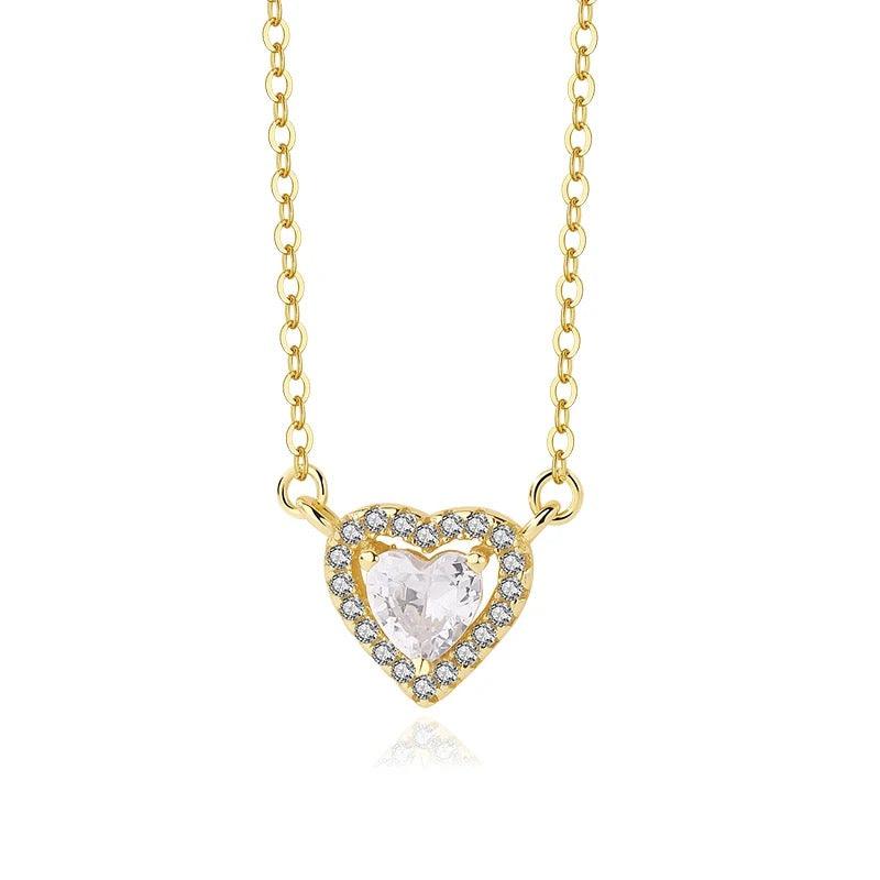 Zircon Heart Necklace in Gold - Kataleya