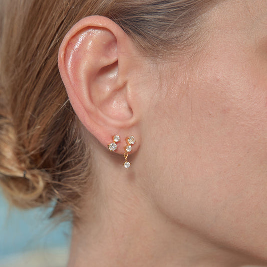 Demeter Eos Stud Set | Gold Zircon Stud Earrings