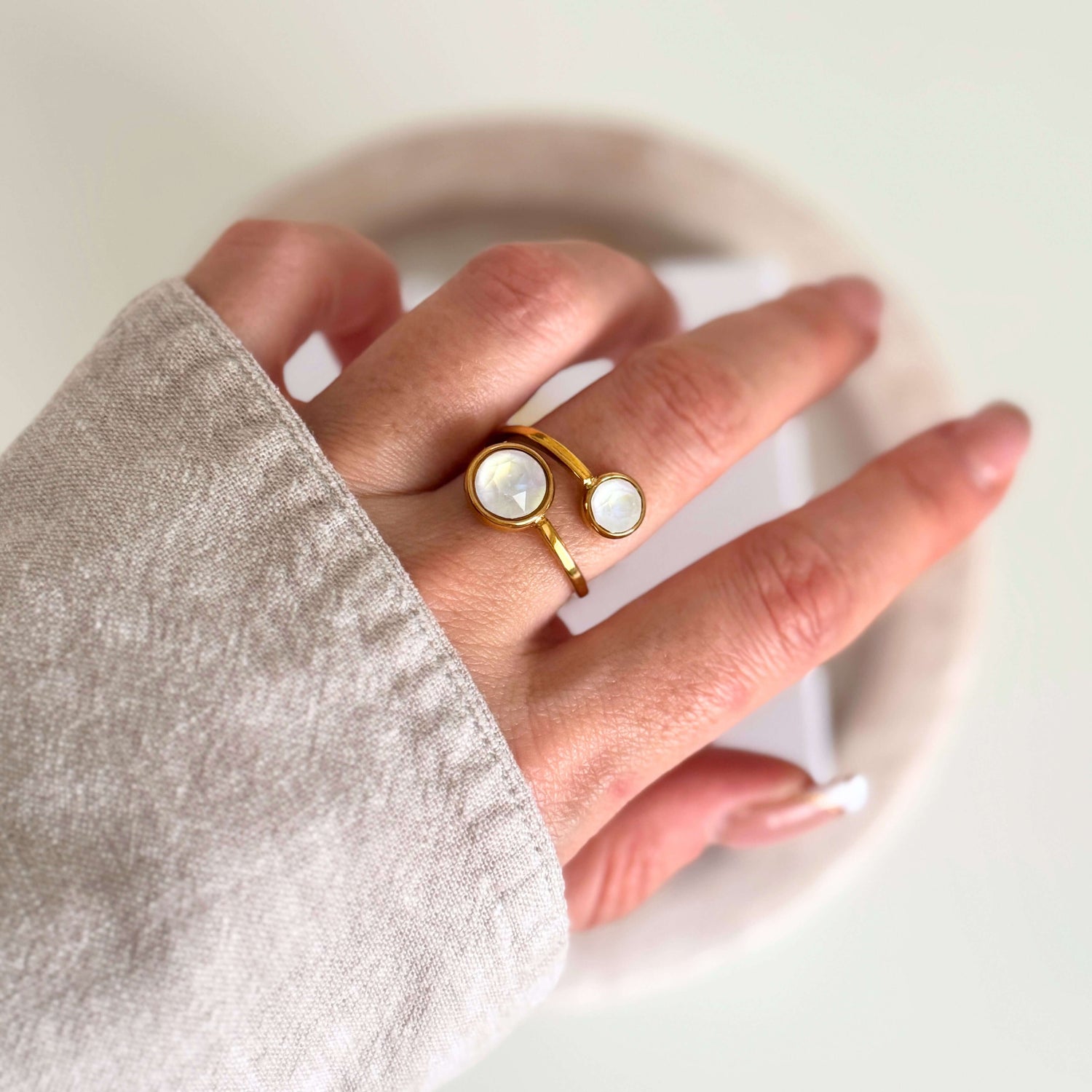 gold ring with white stones kataleya jewellery
