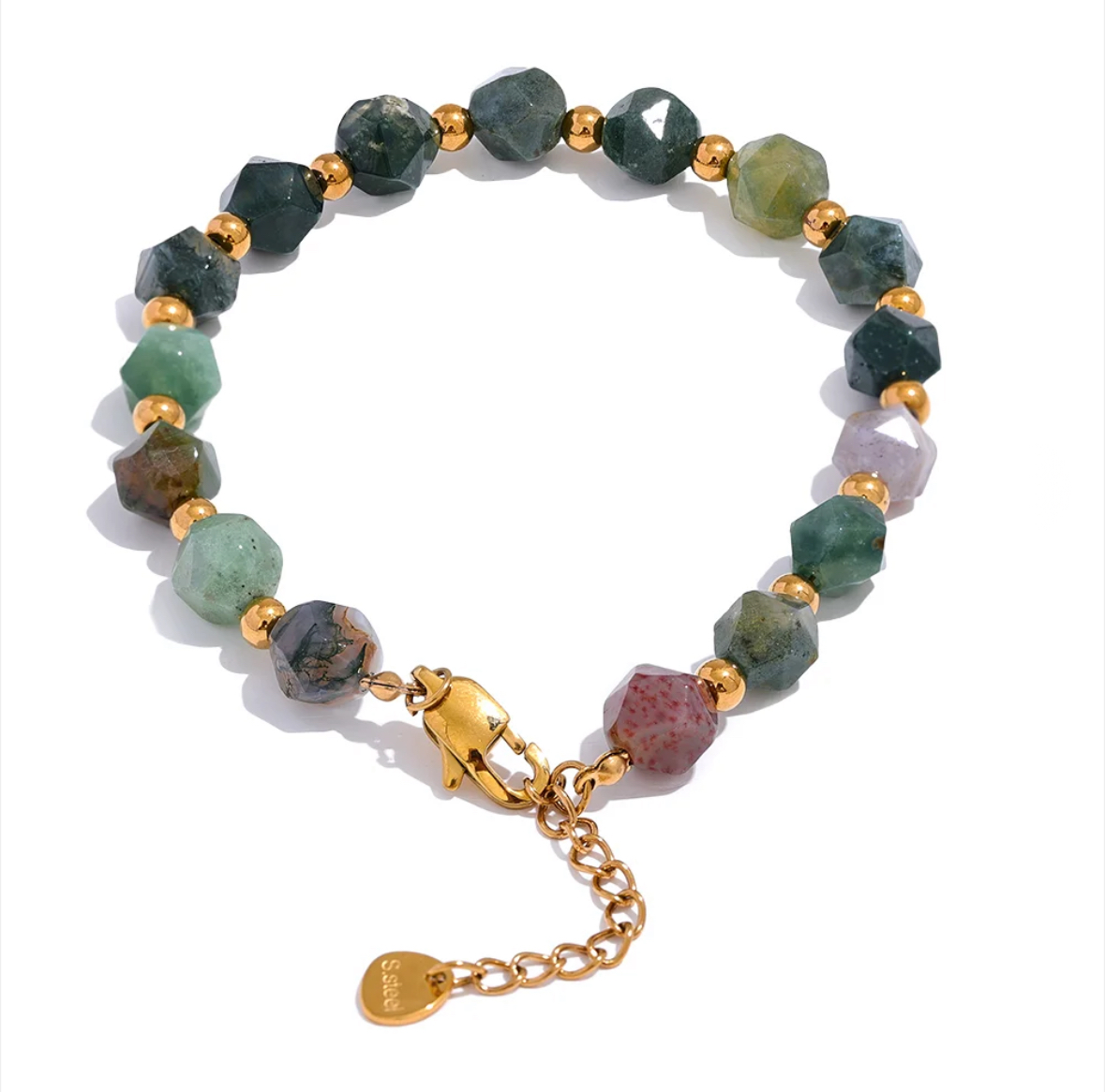 Natural Stone Bracelet in Green Shades by Kataleya
