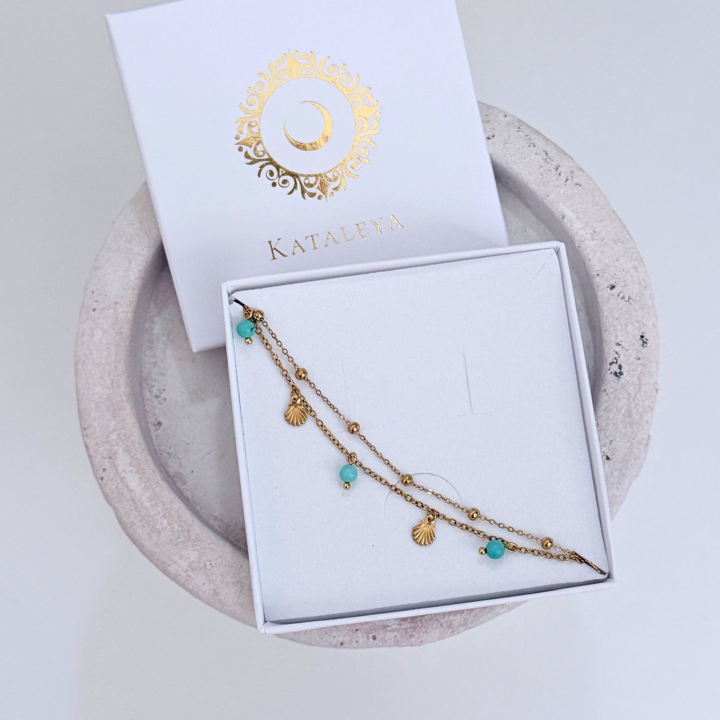 Nera Anklet | Gold Turquoise Shell Anklet