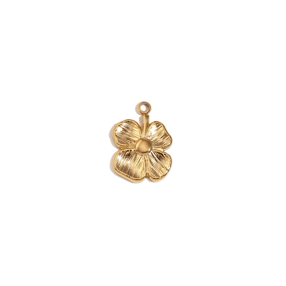 Little Gold Flower Charm, 18ct gold-plated flower charm ideal for bracelets and necklaces.