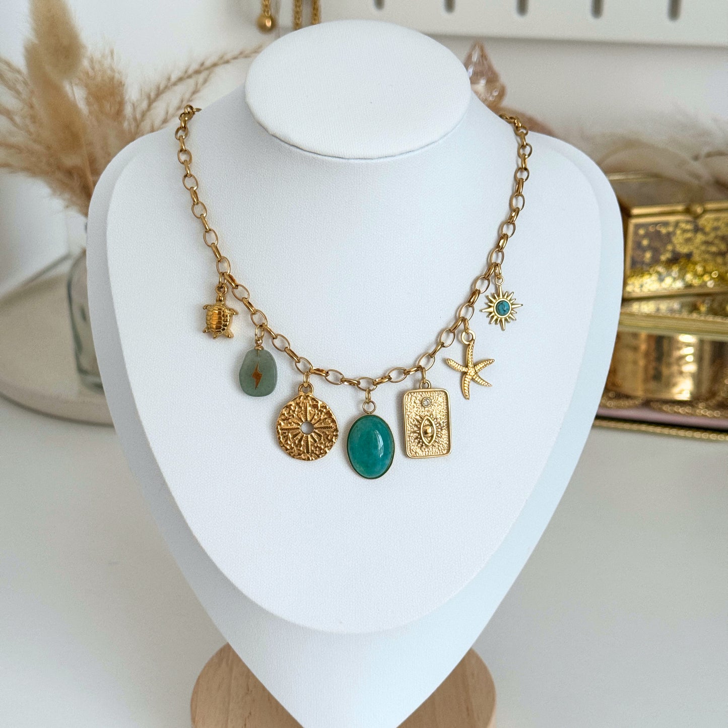 Multi-Charm Necklace Azure