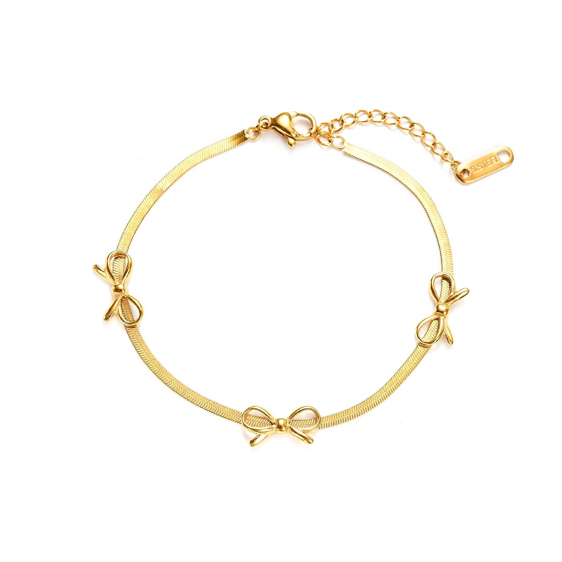 Bow Gold Bracelet Snake Chain by Kataleya