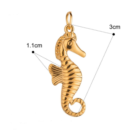Seahorse Charm in Gold for Personalised Jewelry Necklaces and Bracelets by Kataleya
