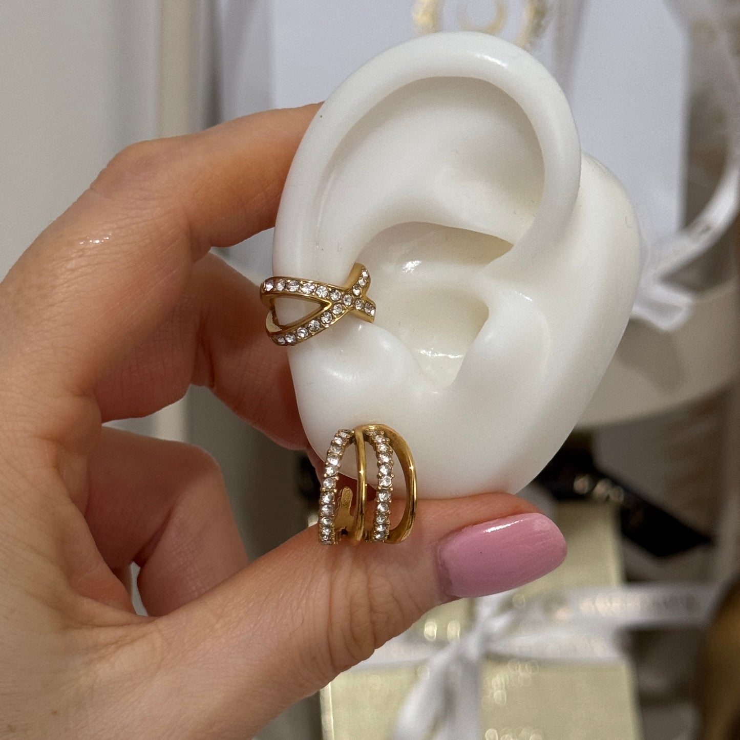 4 Hoop Gold Zircon Earrings by Kataleya