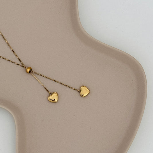 Double Love Hearts Gold Necklace by Kataleya