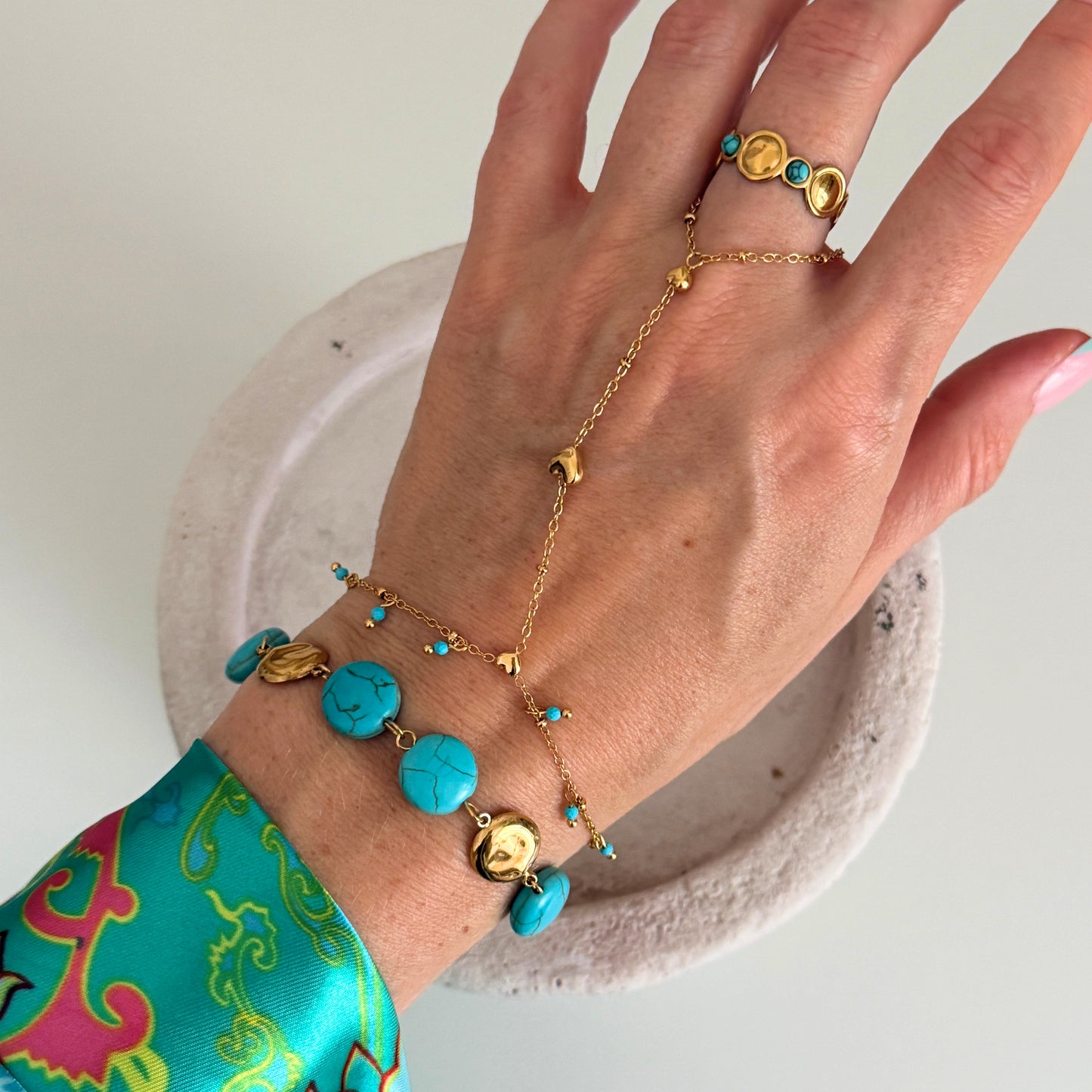 Nera Sol Bracelet | Gold Turquoise Bracelet