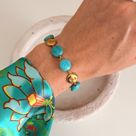 Nera Sol Bracelet | Gold Turquoise Bracelet
