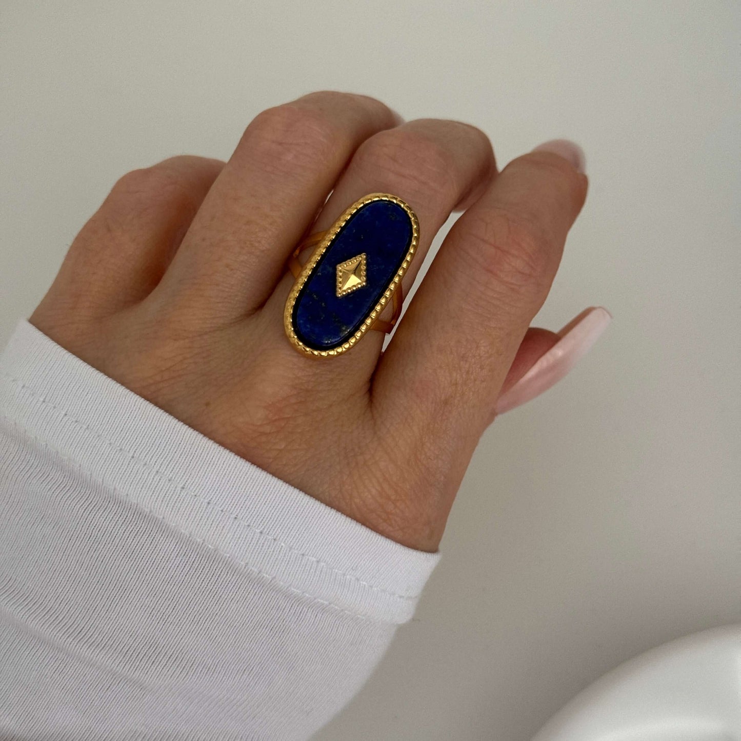 Lapis Gold Adjustable-Size Ring by Kataleya