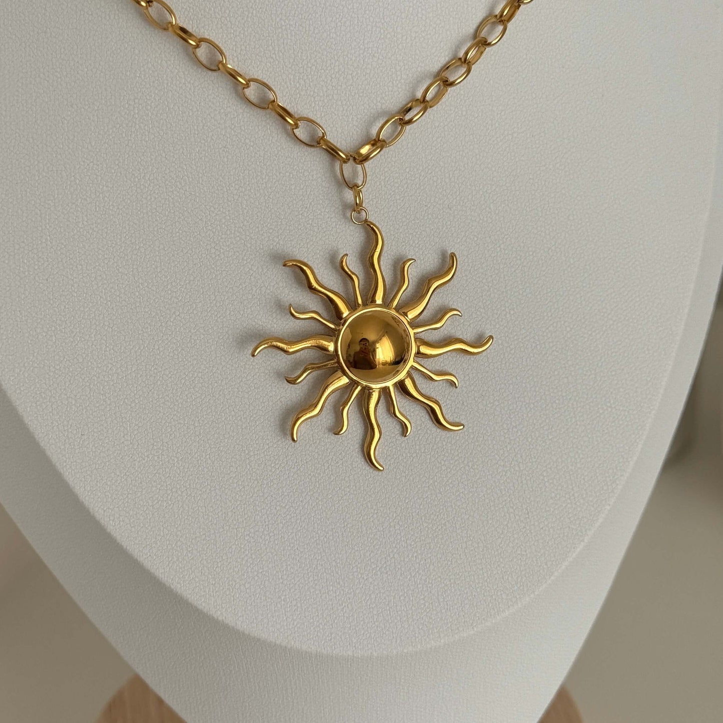 The Sun Gold Pendant Sun Statement Necklace by Kataleya