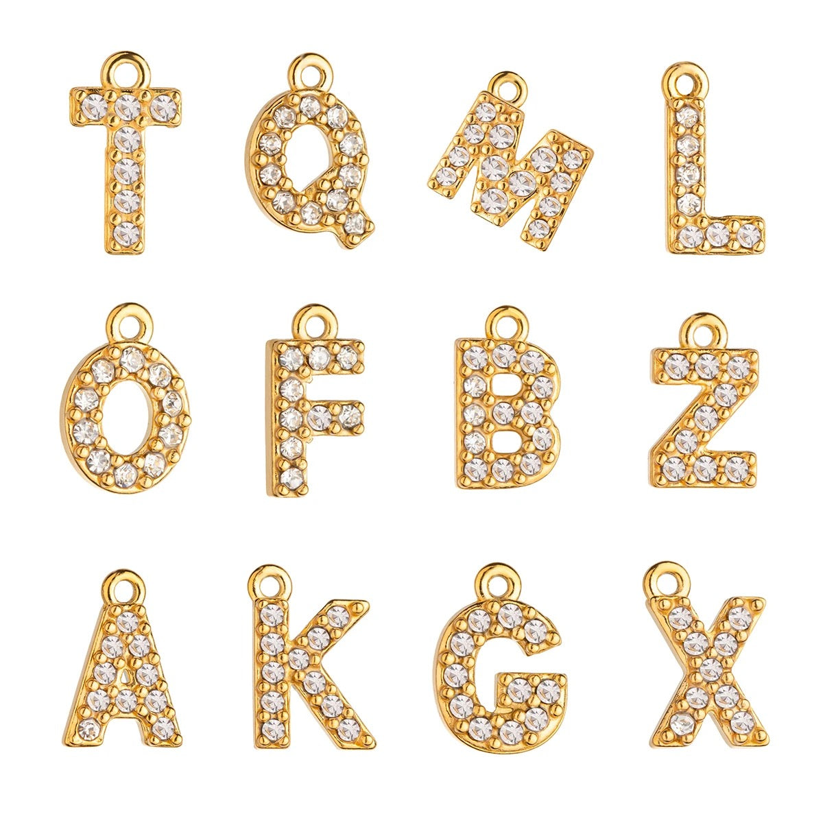 Zircon Mini Initial Charms In Gold by Kataleya