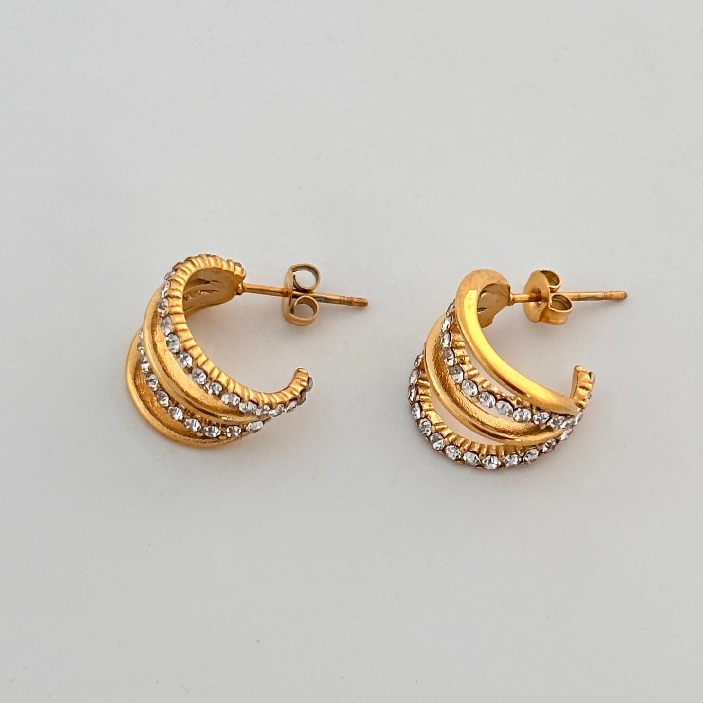 4 Hoop Gold Zircon Earrings by Kataleya