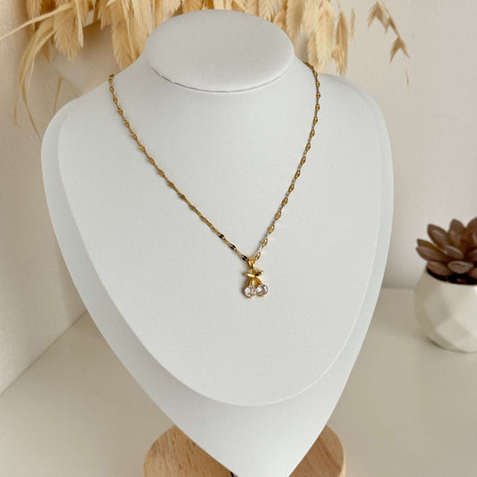 Cherry Zircon Gold Pendant Necklace by Kataleya