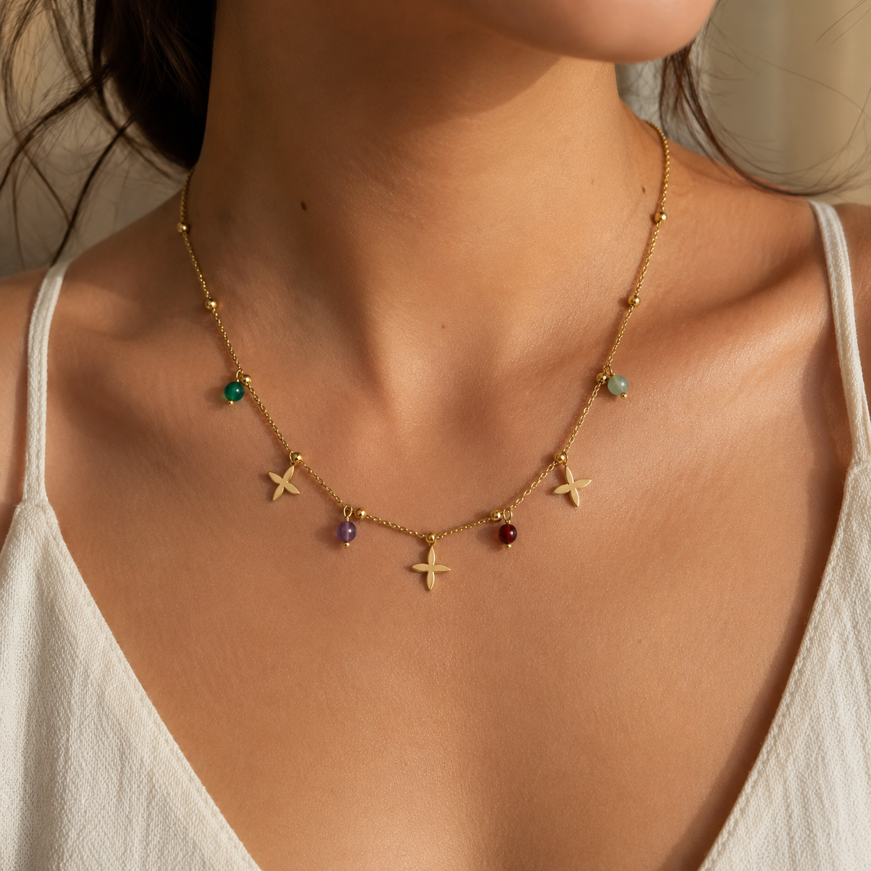 Huacachina Necklace | Gold Colourful Beaded Necklace
