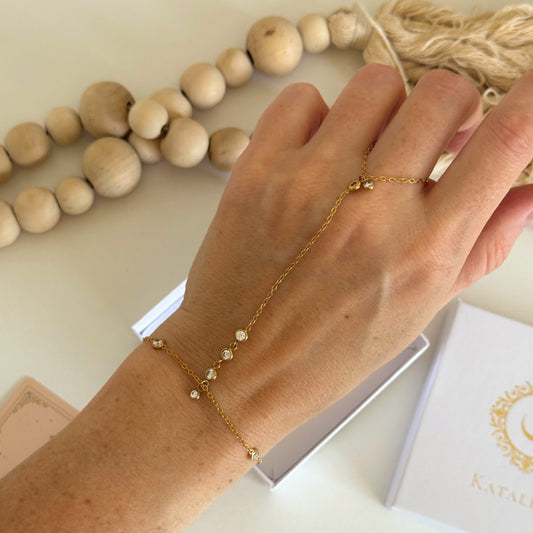 Amelia Gold Zirconia Finger Bracelet  Kataleya