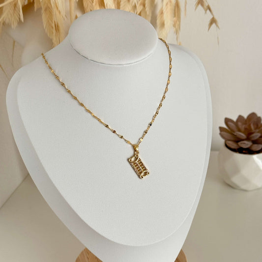 Gold Rectangular Bear Pendant Necklace by Kataleya