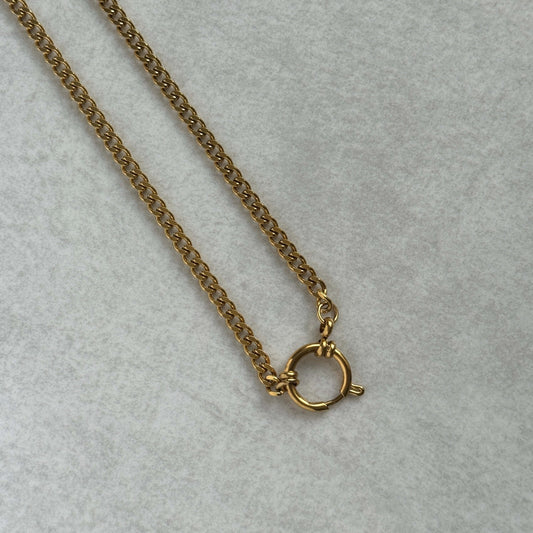 Gold Cuban Chain Charm Necklace Anchor Clasp - Kataleya