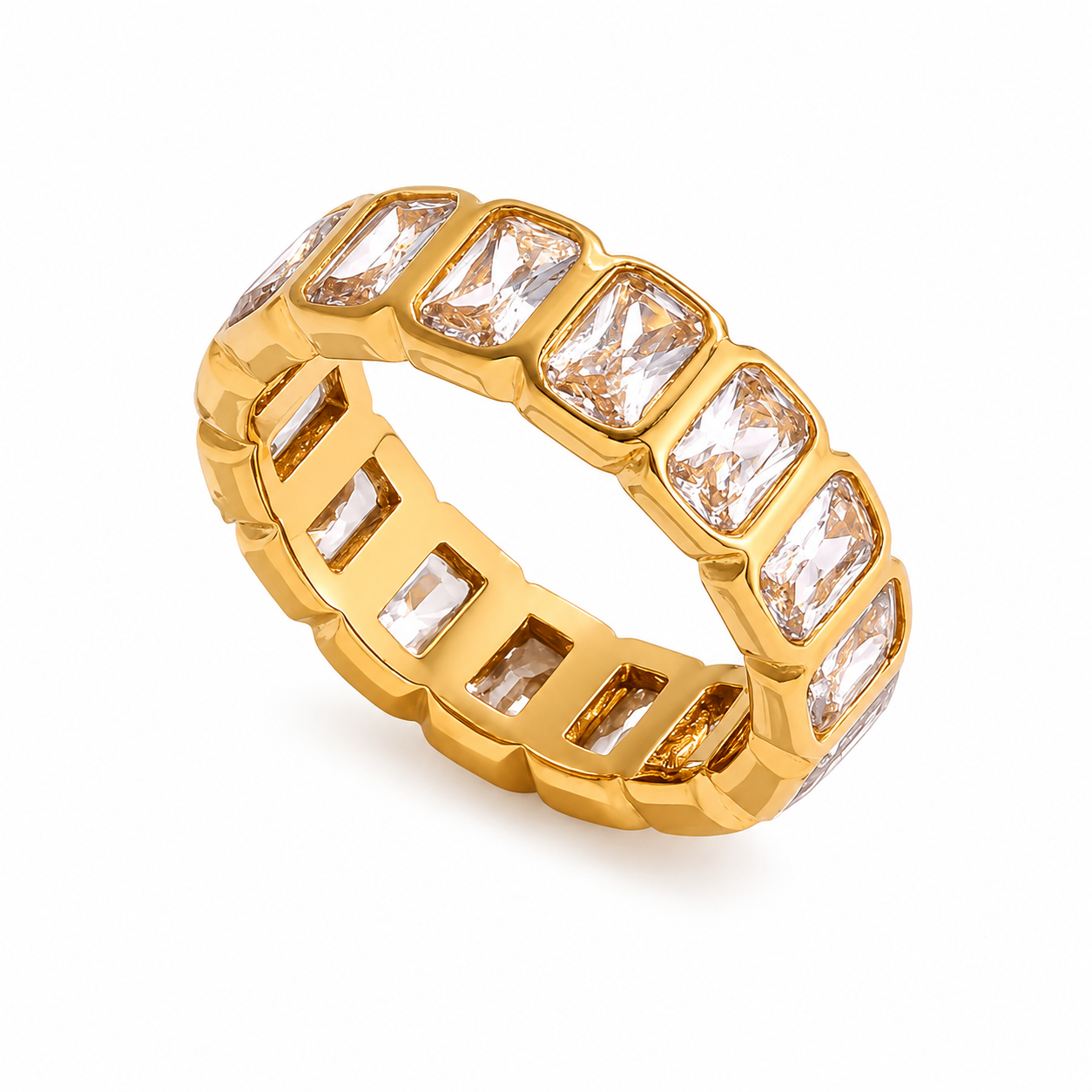 Veyra Crystal Ring | Gold Zircon Band Ring
