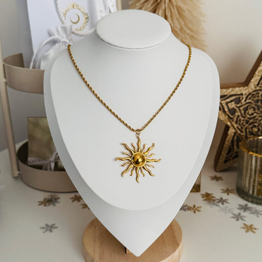 Charming Sun Gold Pendant Necklace by Kataleya