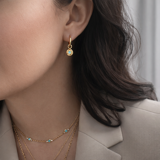 Elira - Waterproof Hoop Drop Earrings with Stone