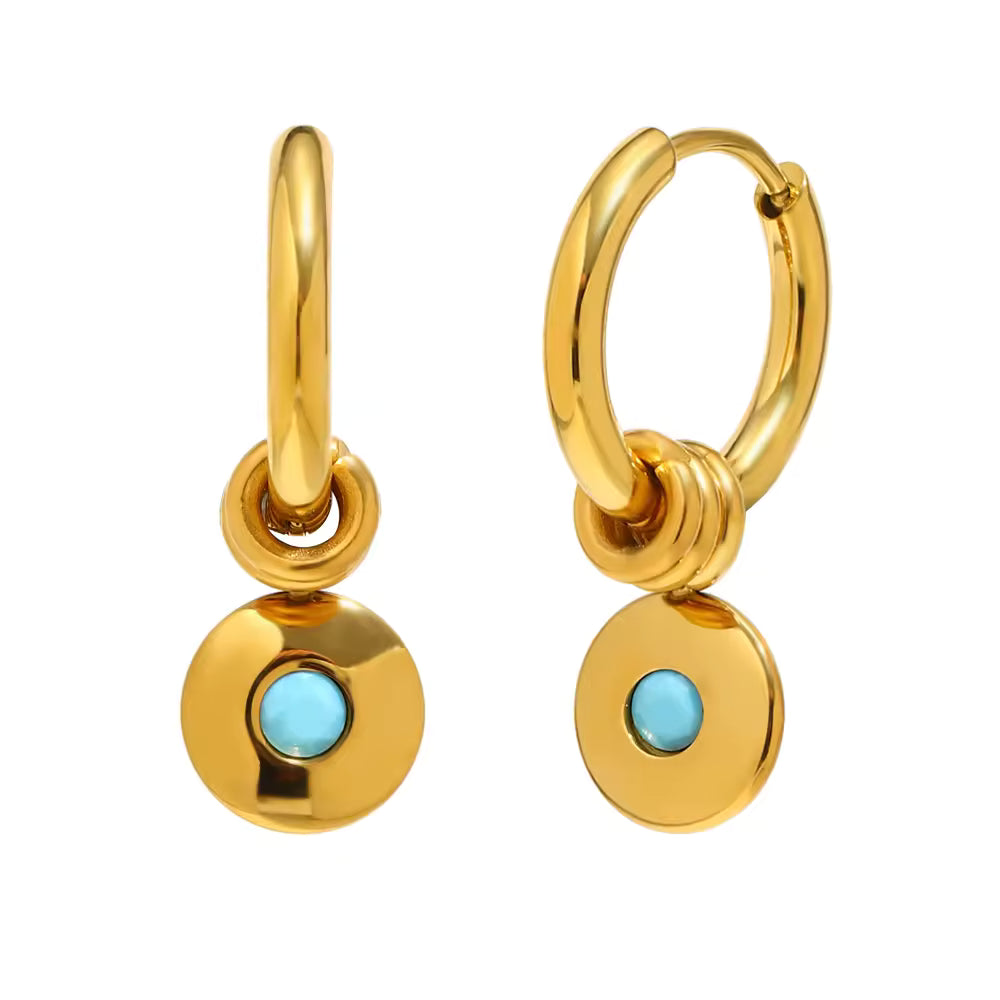Elira - Waterproof Hoop Drop Earrings with Stone