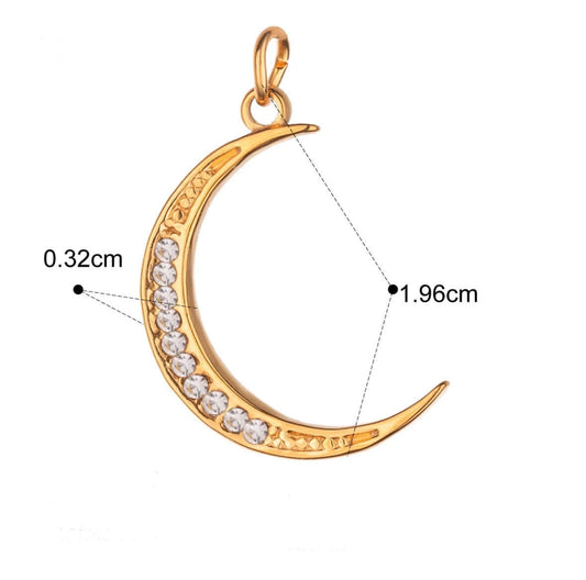 Zirconia Crescent Moon Gold Charm For Personalised Jewellery Necklaces And Bracelets by Kataleya