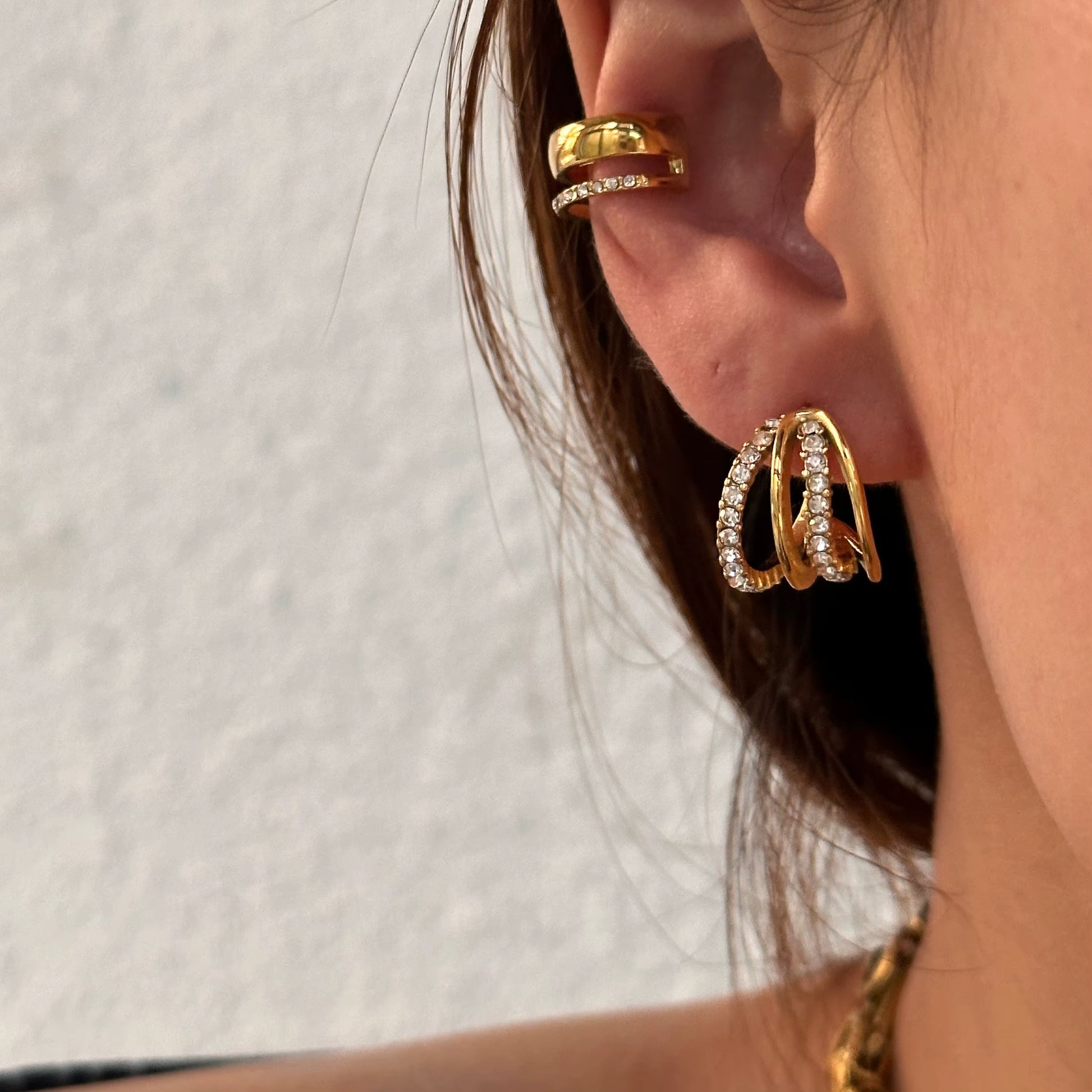 4 Hoop Gold Zircon Earrings by Kataleya