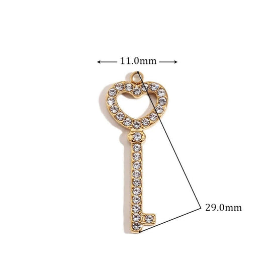 Gold Sparkling Key Charm For Personalised Jewelry Necklaces and Bracelets by Kataleya