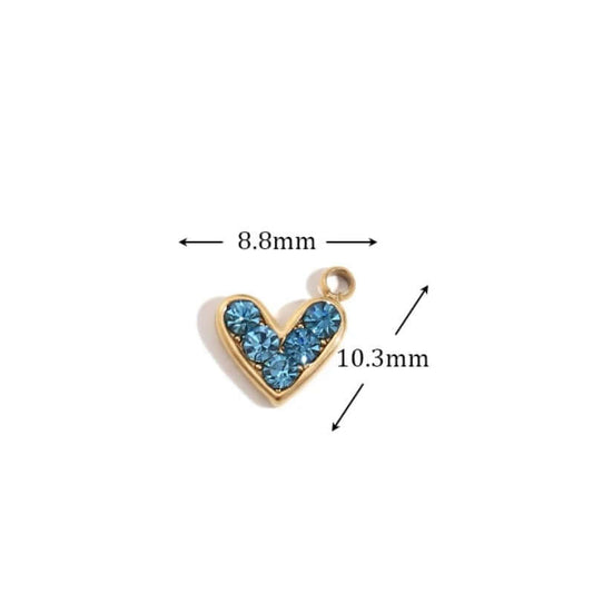 Blue Heart Charm in Gold for Personalised Jewelry Necklaces and Bracelets by Kataleya