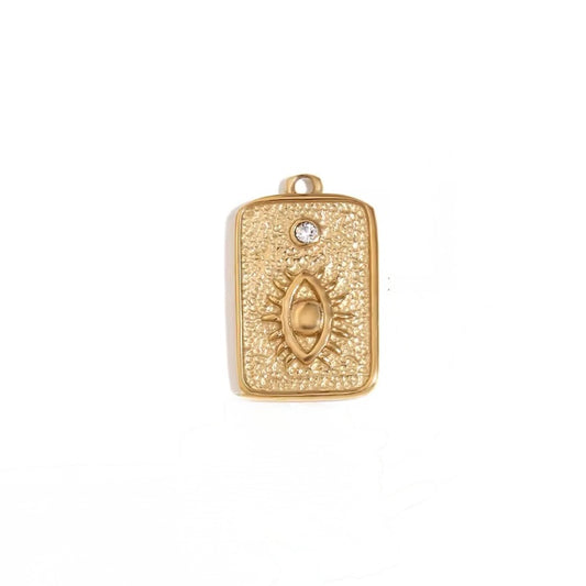 Evil Eye Rectangle Charm Gold by Kataleya