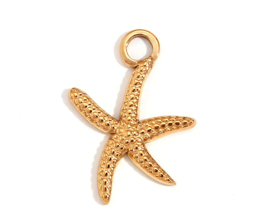 Gold Starfish Pendant for Personalised Jewellery Necklaces and Bracelets by Kataleya