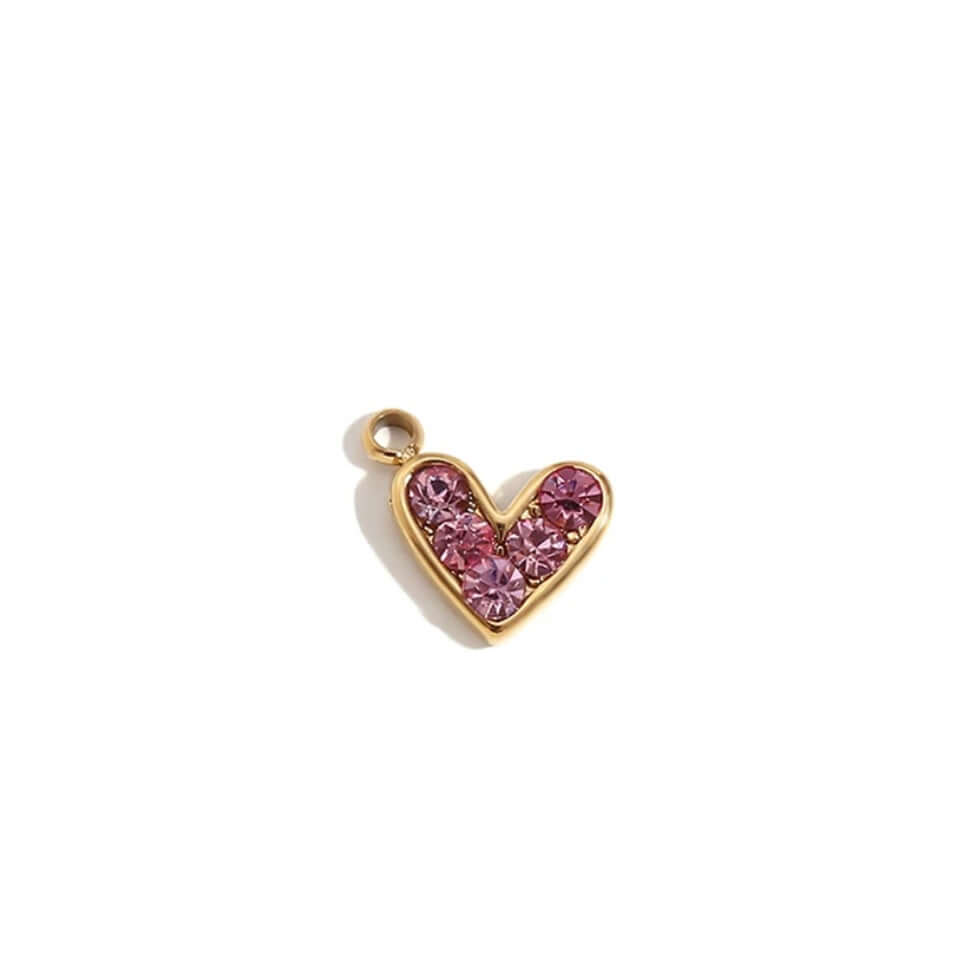 Pink  Stone Charm in Gold for Personalised Jewelry Necklaces and Bracelets by Kataleya