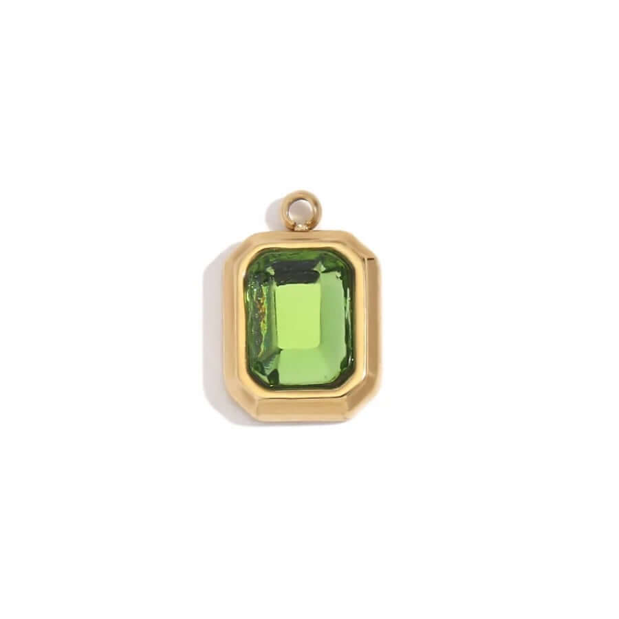 Green Stone Charm in Gold for Personalised Jewelry Necklaces and Bracelets by Kataleya