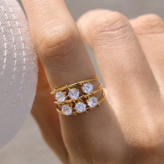 Eos Ring | Gold Adjustable Crystal Ring